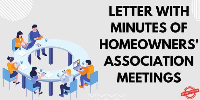 Letter with Minutes of Homeowners' Association Meetings